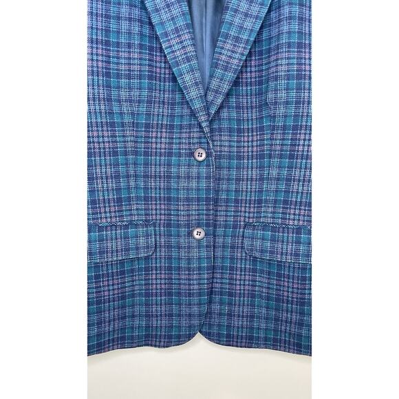 Vintage Pendleton Tartan Plaid 100% Pure Virgin Wool Blazer Jacket Womens M USA - Picture 4 of 10